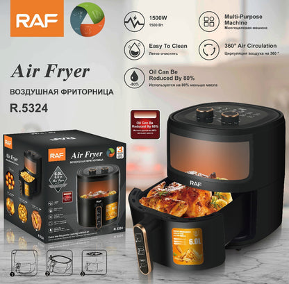 RAF Visual Air Fryer  Large Capacity, Multi-Functional, European Standard, Automatic Electric Cooker for Healthy Frying