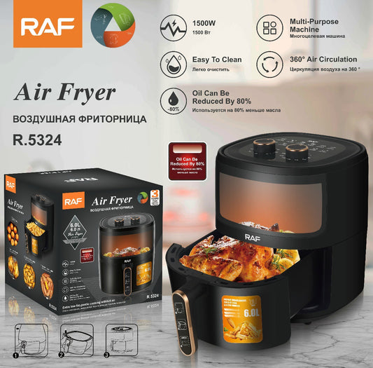 RAF Visual Air Fryer  Large Capacity, Multi-Functional, European Standard, Automatic Electric Cooker for Healthy Frying