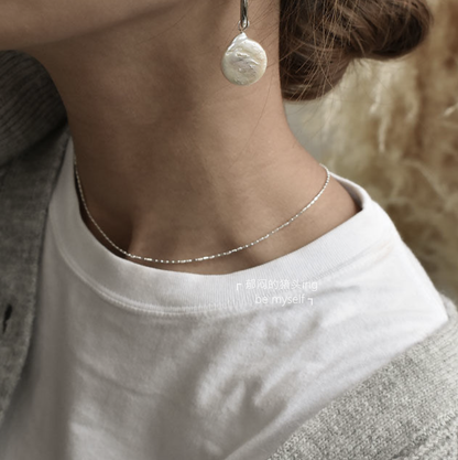 Depressed pig head~Japanese daily order~S925 silver~niche simple temperament rice grain fine silver necklace collarbone chain