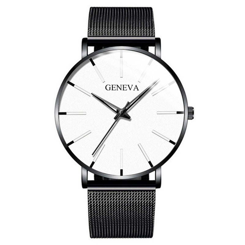 fashion blue needle men's watch men's watch quartz watch mesh belt spot one piece