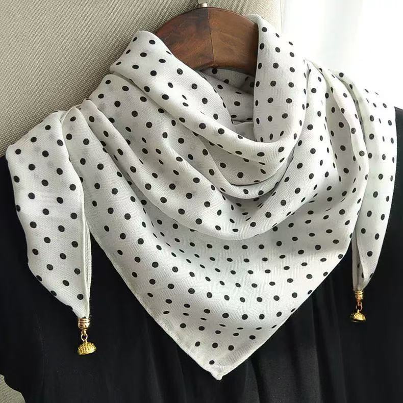 warm square scarf, magnetic buckle, triangle silk scarf, cotton scarf, women's spring, autumn and winter, style scarf, temperament and versatile