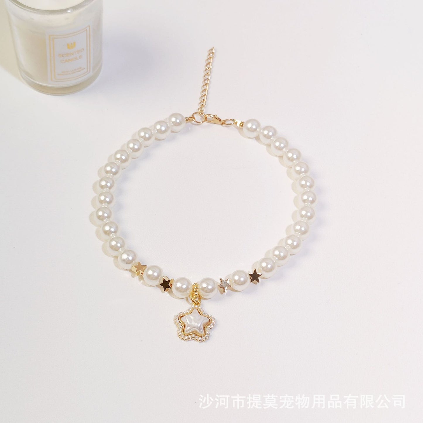 Pet cat devon kitten dog pearl necklace collar small fragrance breeze gemstone bow puppet accessories cross-border
