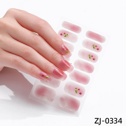new French manicure stickers full paste ice transparent net red Japanese cartoon nail stickers cute nail polish film