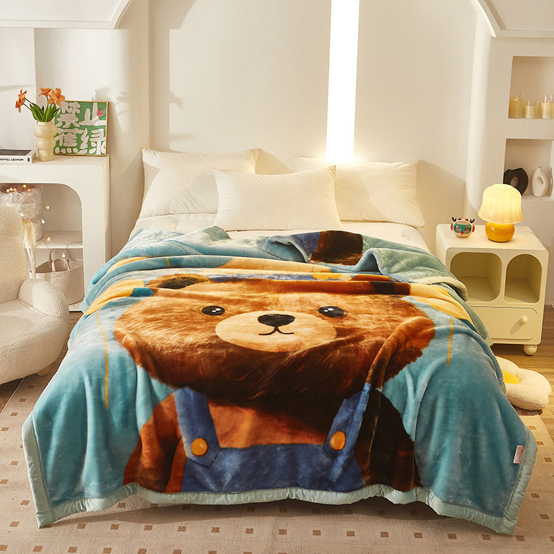 Thickened Raschel Blanket Winter Warm Blanket Flannel Cover Blanket Bed Sheet Double Layer Antistatic Cloud Blanket