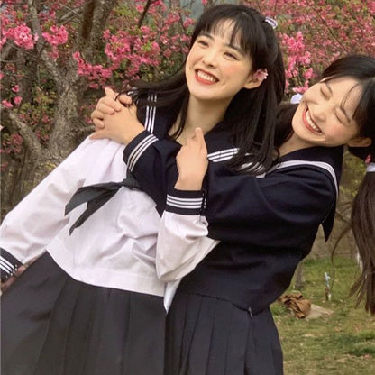 Autumn Japanese JK suit female student loose college style navy collar shirt + ins high waist half body full two-piece suit