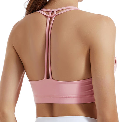 yoga clothing underwear women's shockproof gathered fitness bra without steel ring running sports bra LULU same style