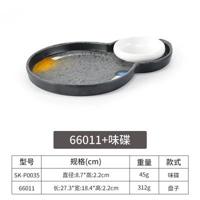 Melamine plate Japanese-style plastic barbecue plate imitation porcelain round flat plate barbecue plate restaurant hot pot tableware dish