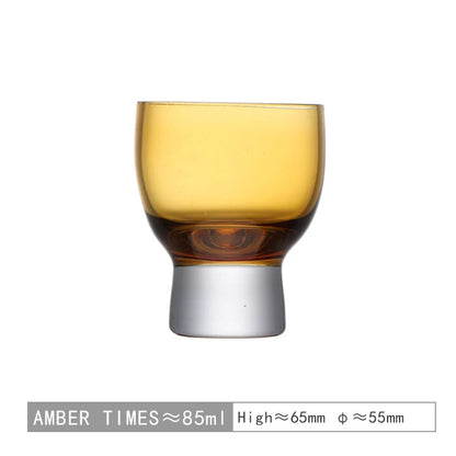 Amber old time/medieval Japanese glass sake cup smelling incense cup white wine cup wood masonry small wine cup