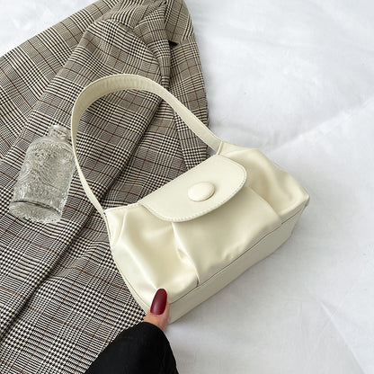 Pure color bag women new trendy Korean version simple shoulder Messenger bag spring and summer new small fresh saddle bag