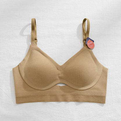 Autumn and winter seamless German velvet thermal underwear women's bra without rims gathered with chest pad plus velvet thickened warm beauty vest