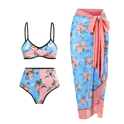 European & American Style Bikini – Sexy Tube Top, Flying Strap Design, Solid Color High Waist Swimsuit for Women