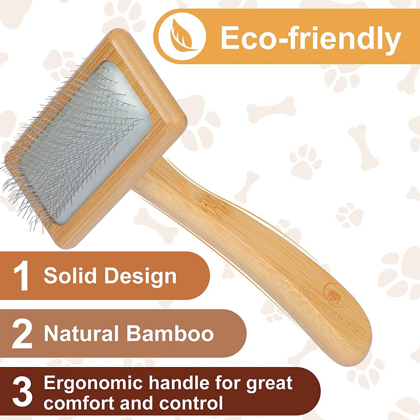 Safe and soft wooden dog and cat skateboard brush for removing loose hair from long-haired or short-haired dogs