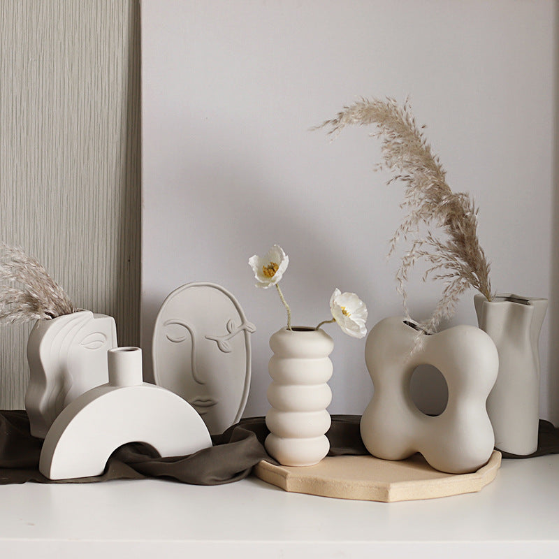 Simple plain ceramic vase, home decoration, living room, creative dining table, TV cabinet, B&B, dried flowers, flower arrangement