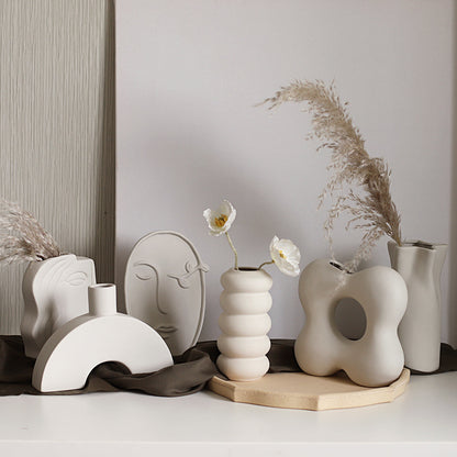 Simple plain ceramic vase, home decoration, living room, creative dining table, TV cabinet, B&B, dried flowers, flower arrangement