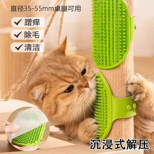 Cat Tickler, Pet Table Leg Tie Comb, Silicone Sticking to the Corner, Massage, Kitten Scratcher, Cat Toy, Hair Rubbing Supplies