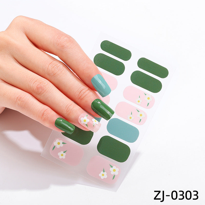 new French manicure stickers full paste ice transparent net red Japanese cartoon nail stickers cute nail polish film