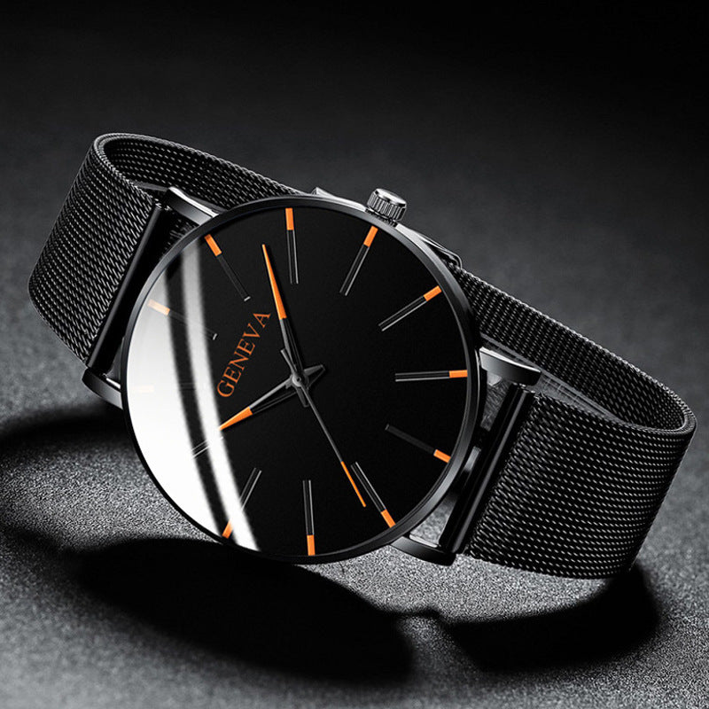fashion blue needle men's watch men's watch quartz watch mesh belt spot one piece
