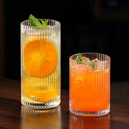 Long drink glasses, bar cocktail glasses, juice cups, drink cups, vertical ins, Internet celebrity cups, water cups, striped glasses
