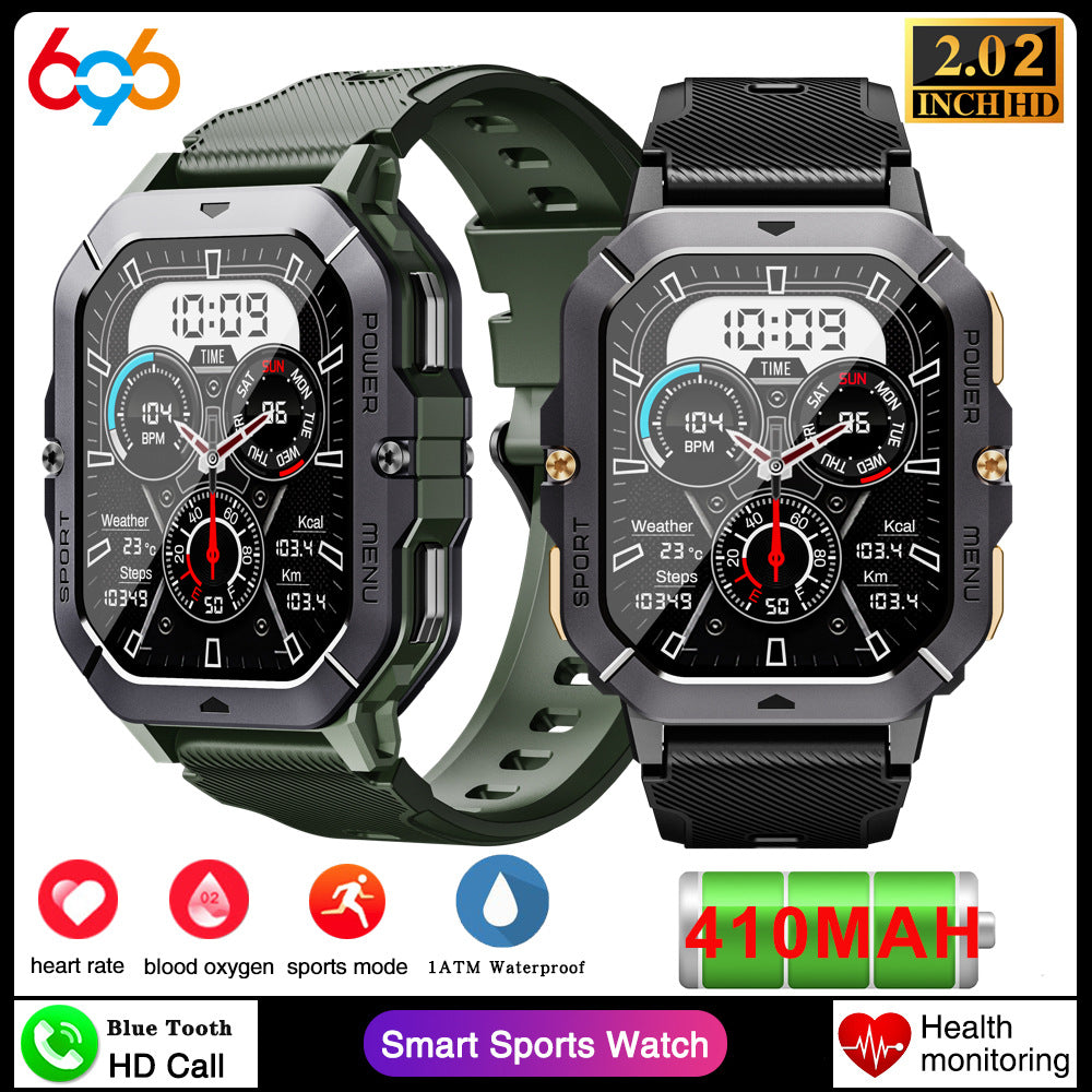 C28 smart watch 2.02 inch HD screen Bluetooth call rugged outdoor sports heart rate blood oxygen