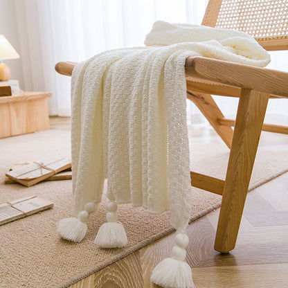 ins style Internet celebrity with the same handmade blanket casual lunch break office tassel sofa blanket simple bed flag bedside blanket