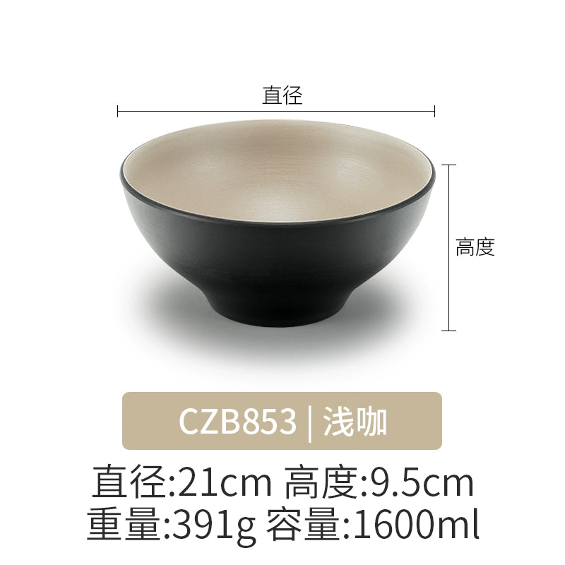 Retro Noodle Shop Imitation Porcelain Two-color Plastic Frosted Bamboo Hat Bowl