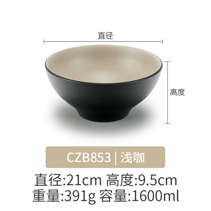 Retro Noodle Shop Imitation Porcelain Two-color Plastic Frosted Bamboo Hat Bowl