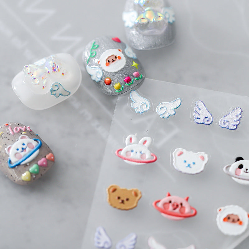 Ferrite new process three-dimensional 5D nail art stickers thin transparent back glue nail stickers nail accessories sprouting sky TS889