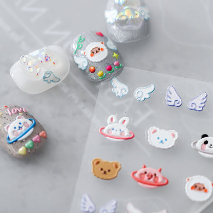 Ferrite new process three-dimensional 5D nail art stickers thin transparent back glue nail stickers nail accessories sprouting sky TS889