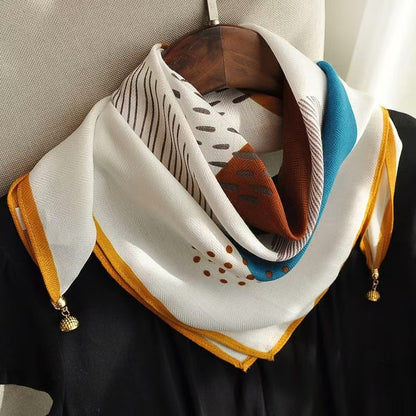 warm square scarf, magnetic buckle, triangle silk scarf, cotton scarf, women's spring, autumn and winter, style scarf, temperament and versatile