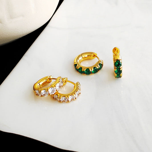 Copper plated gold inlaid earrings