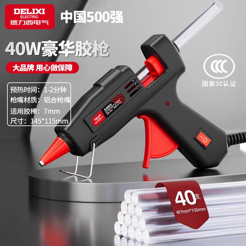 Delixi Electric Hot Melt Glue Gun Thin Mouth Anti-drip 60w Hot Melt Gun Household Handmade High Viscosity Mini Glue Stick Glue Gun