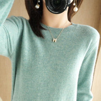 Sweater women's autumn and winter crew neck long sleeve pullover knitted sweater women's women's  sweater base shirt women's top Korean