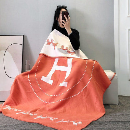 letter H, blanket, nap, air-conditioned room, blanket, car camping, sofa, cashmere blanket