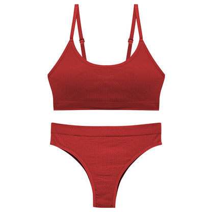 No steel ring big chest small vest shoulder strap adjustable thin section large size seamless sleep underwear underwear ladies suit