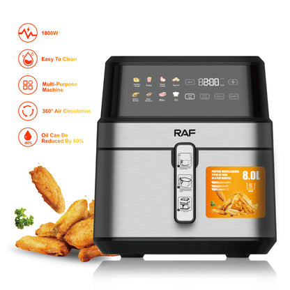 RAF European standard home air fryer large capacity electronic touch screen smoke-free French fries electromechanical fryer French fries 8L