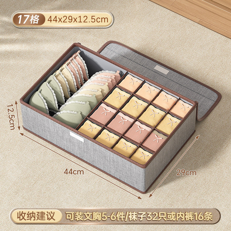 Cotton and linen underwear storage box, home student dormitory, socks and underwear three-in-one drawer separation and organizer box
