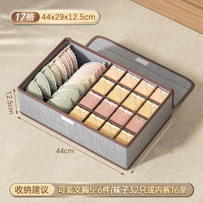 Cotton and linen underwear storage box, home student dormitory, socks and underwear three-in-one drawer separation and organizer box