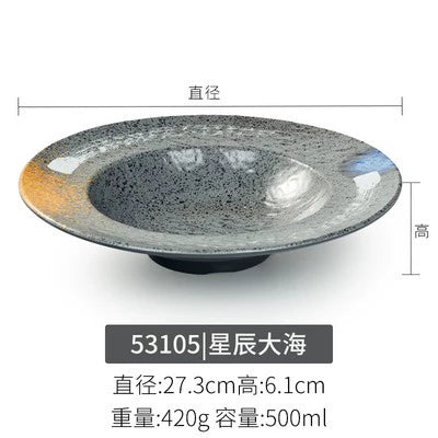 Melamine plate Japanese-style plastic barbecue plate imitation porcelain round flat plate barbecue plate restaurant hot pot tableware dish