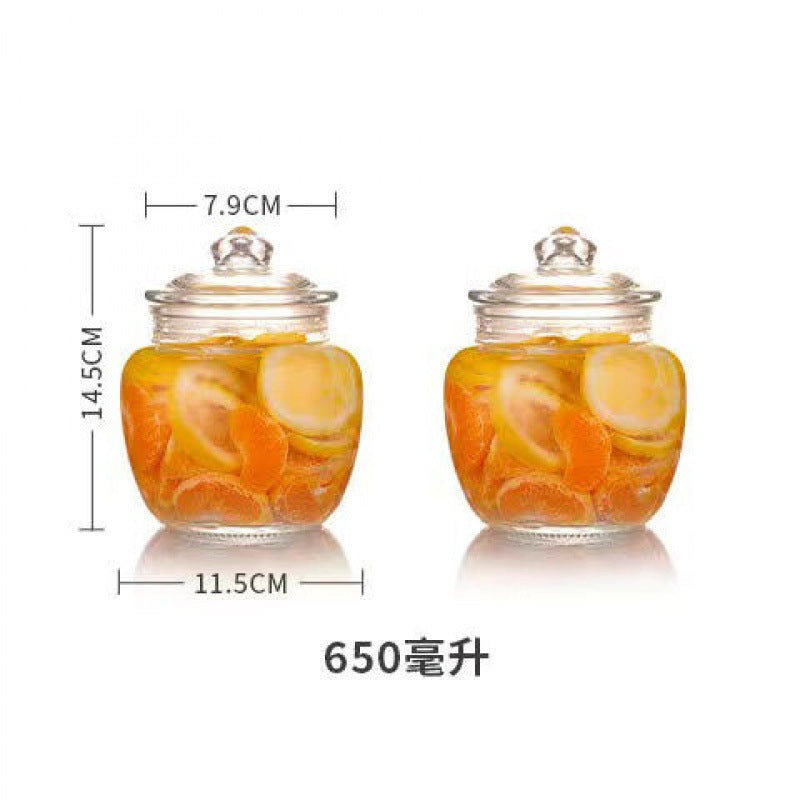 Pickle jar transparent glass jar household pickled sealed jar glass bottle with lid small pickle jar storage jar