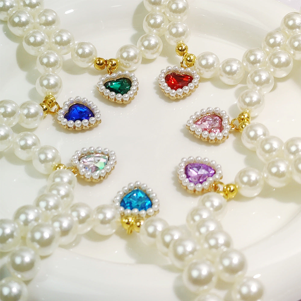 Pet cat devon kitten dog pearl necklace collar small fragrance breeze gemstone bow puppet accessories cross-border