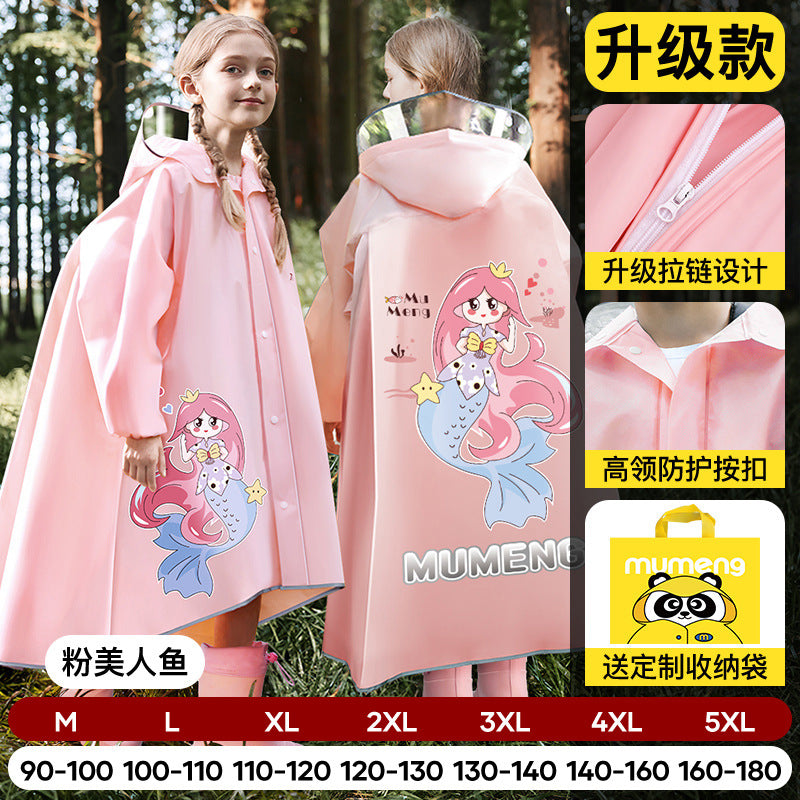 Mumeng children's raincoat boy's whole body rainstorm bag seat cycling poncho breathable and wear-resistant school walking raincoat