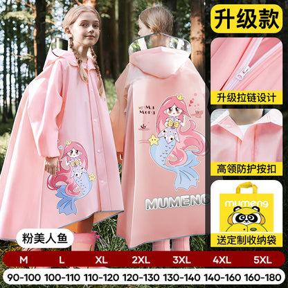 Mumeng children's raincoat boy's whole body rainstorm bag seat cycling poncho breathable and wear-resistant school walking raincoat