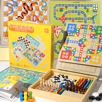 Wooden Multifunctional Indoor Games Chess, Ludo, Adult Interactive Board Game Gifts, Children's Toys Puzzle
