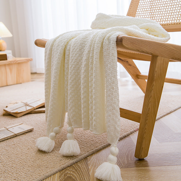 ins style Internet celebrity with the same handmade blanket casual lunch break office tassel sofa blanket simple bed flag bedside blanket