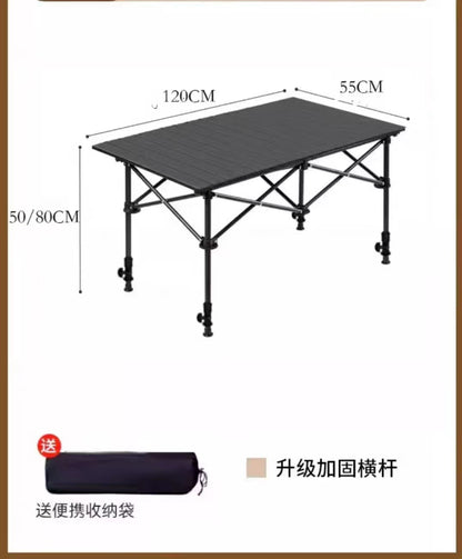 Outdoor Folding Table Metal Egg Roll Table Portable Camping Picnic Table Setting Table Camping Barbecue Self Drive Tour