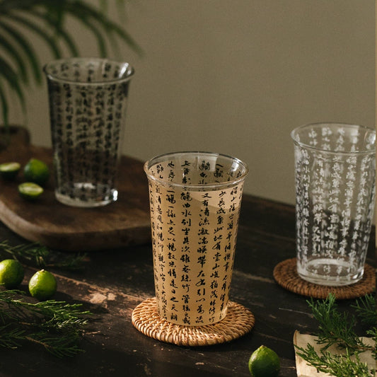 Calligraphy depicts glass water cup（360ml））