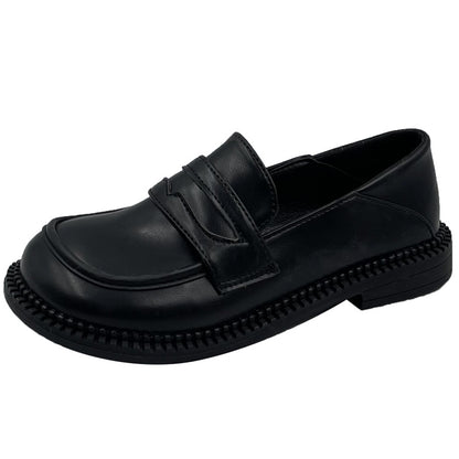 Small leather shoes women's white flat single shoes Japanese basic uniform shoes Korean style round toe daily loafers
