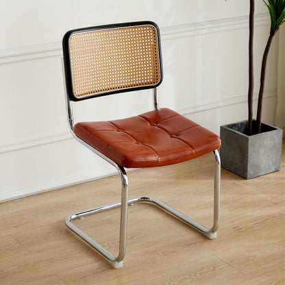A piece of rattan chair ins wind leather medieval chair retro home rattan dining chair Nordic balcony backrest chair