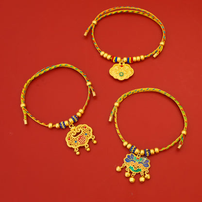 Color Retention Longevity Lock Chinese Style Pet New Year Braided Rope Collar Spring Festival Cat Dog Gold Necklace Ornaments Silent