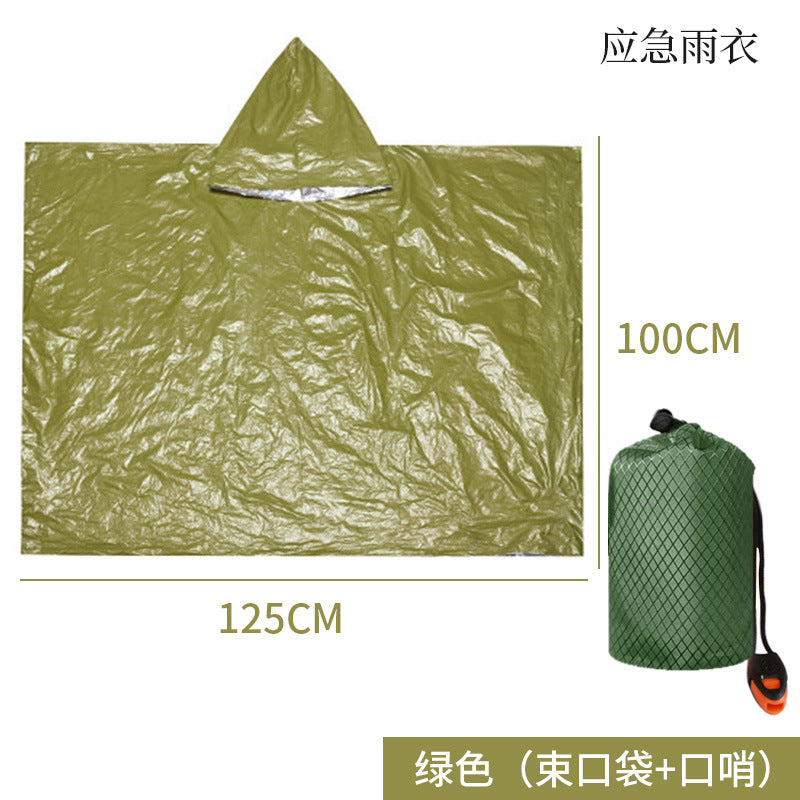 Support cross-border consignment of labeled outdoor emergency sleeping bags, portable survival raincoats, hiking, camping, and thermal insulation raincoats